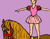 Dibuix Trapezista a sobre de cavall pintat per IOLANDA