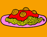Dibuix Espaguetis amb carn pintat per MARIA