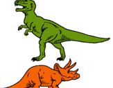 Dibuix Triceratops i tiranosaurios rex  pintat per dinosaurios