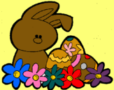 Dibuix Conillet de Pasqua pintat per MARGA