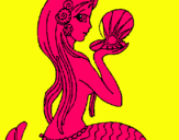 Dibuix Sirena i perla pintat per julia mestres rovira