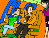 Dibuix Passatgers en l'avió pintat per berta camprubí