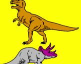 Dibuix Triceratops i tiranosaurios rex  pintat per FERRAN