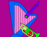 Dibuix Arpa, flauta i trompeta pintat per eduardo