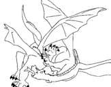Dibuix Drac llepant-se pintat per sebastian cabrera