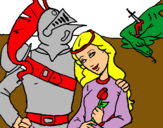 Dibuix Sant Jordi y la princesa pintat per a