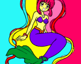 Dibuix Sirena amb perles pintat per OLAIA
