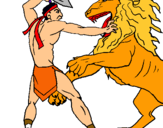 Dibuix Gladiador contra lleó pintat per facundo