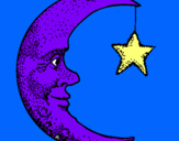 Dibuix Lluna i estrella pintat per alba