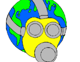 Dibuix Terra amb màscara de gas pintat per pol arnal