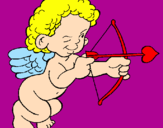 Dibuix Cupido apuntant amb la fletxa pintat per Núria Adan