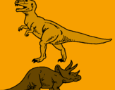 Dibuix Triceratops i tiranosaurios rex  pintat per carles