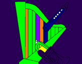 Dibuix Arpa, flauta i trompeta pintat per MARINA B