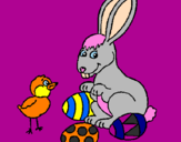 Dibuix Pollet, conillet i ous pintat per Ines