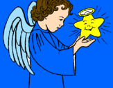 Dibuix Àngel i estrella pintat per laia