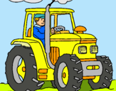 Dibuix Tractor en funcionament  pintat per casal-2
