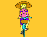 Dibuix Xina amb bicicleta pintat per maria