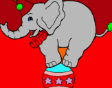 Dibuix Elefant sobre una pilota pintat per anònim