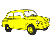 Dibuix Cotxe clàssic  pintat per cotxe groc
