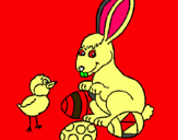 Dibuix Pollet, conillet i ous pintat per NIL