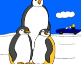 Dibuix Família pingüí  pintat per anna  marieta