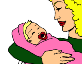 Dibuix Mare amb la seva nadó II pintat per mare