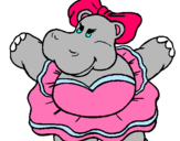 Dibuix Hipopótama amb llaç pintat per mariona