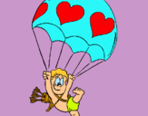 Dibuix Cupido en paracaigudes pintat per elena