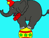Dibuix Elefant sobre una pilota pintat per Ari