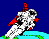 Dibuix Astronauta en l'espai pintat per mar ferrer