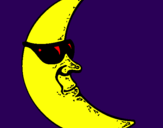 Dibuix Lluna amb ulleres de sol pintat per sira