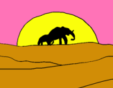 Dibuix Elefant en l'alba pintat per alan