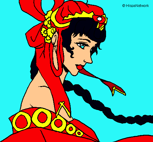 Dibuix Princesa xinesa pintat per mar 