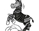 Dibuix Zebra saltant pedres pintat per marc