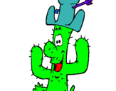 Dibuix Cactus amb barret  pintat per CACTUS
