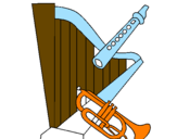 Dibuix Arpa, flauta i trompeta pintat per ROGER MERINO