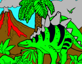 Dibuix Família de Tuojiangosauris pintat per andrea