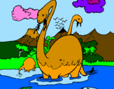 Dibuix Apatosauris en l'aigua  pintat per BRUNA