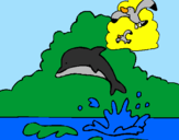 Dibuix Dofí i gavina pintat per kevin blanes