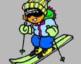 Dibuix Nen esquiant  pintat per berta