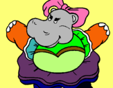 Dibuix Hipopótama amb llaç pintat per julia