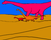 Dibuix Família de Braquiosauris pintat per ainhoa