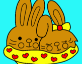 Dibuix Conills enamorats pintat per NORA