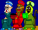 Dibuix Els Reis Mags pintat per Melcior,Gaspar i Baltasar