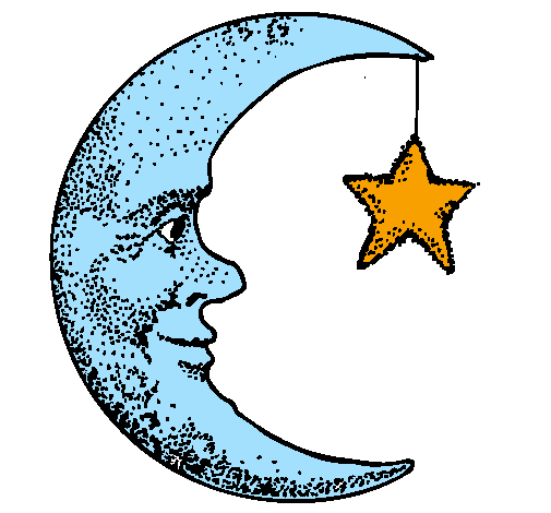 Dibuix Lluna i estrella pintat per ORIOL