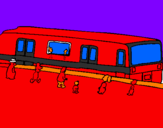 Dibuix Passatgers esperant al tren  pintat per Adrian