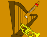 Dibuix Arpa, flauta i trompeta pintat per ñuruhoatg