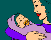 Dibuix Mare amb la seva nadó II pintat per AINA