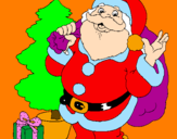 Dibuix Santa Claus i un arbre de nadal  pintat per paula i julia