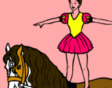 Dibuix Trapezista a sobre de cavall pintat per andrea 